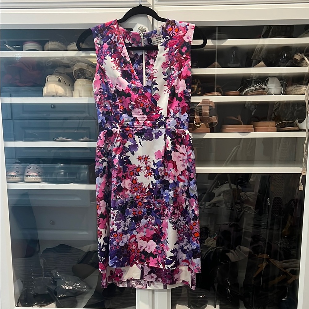 ERDEM Pink and Purple V-Neck Sundress